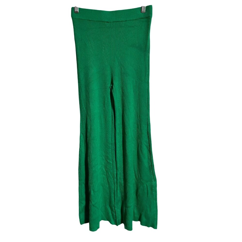 House Of Harlow 1960 Womens Ribbed Flare Pants XS Green Casual Boho READ FLAW - Picture 1 of 8